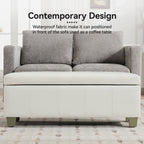 Faux Leather Storage Ottoman Bench, Rectangle Upholstered Storage Bench with Wooden Legs, Stitch Tufted Bench with Storage for Bedroom, Living Room, Entryway