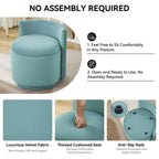 Velvet Swivel Accent Chair with Storage, 360° Vanity Makeup Chair with Wave Back, No Assembly Comfy Single Sofa Chair, Small Accent Stool for Bedroom, Dressing, Living Room