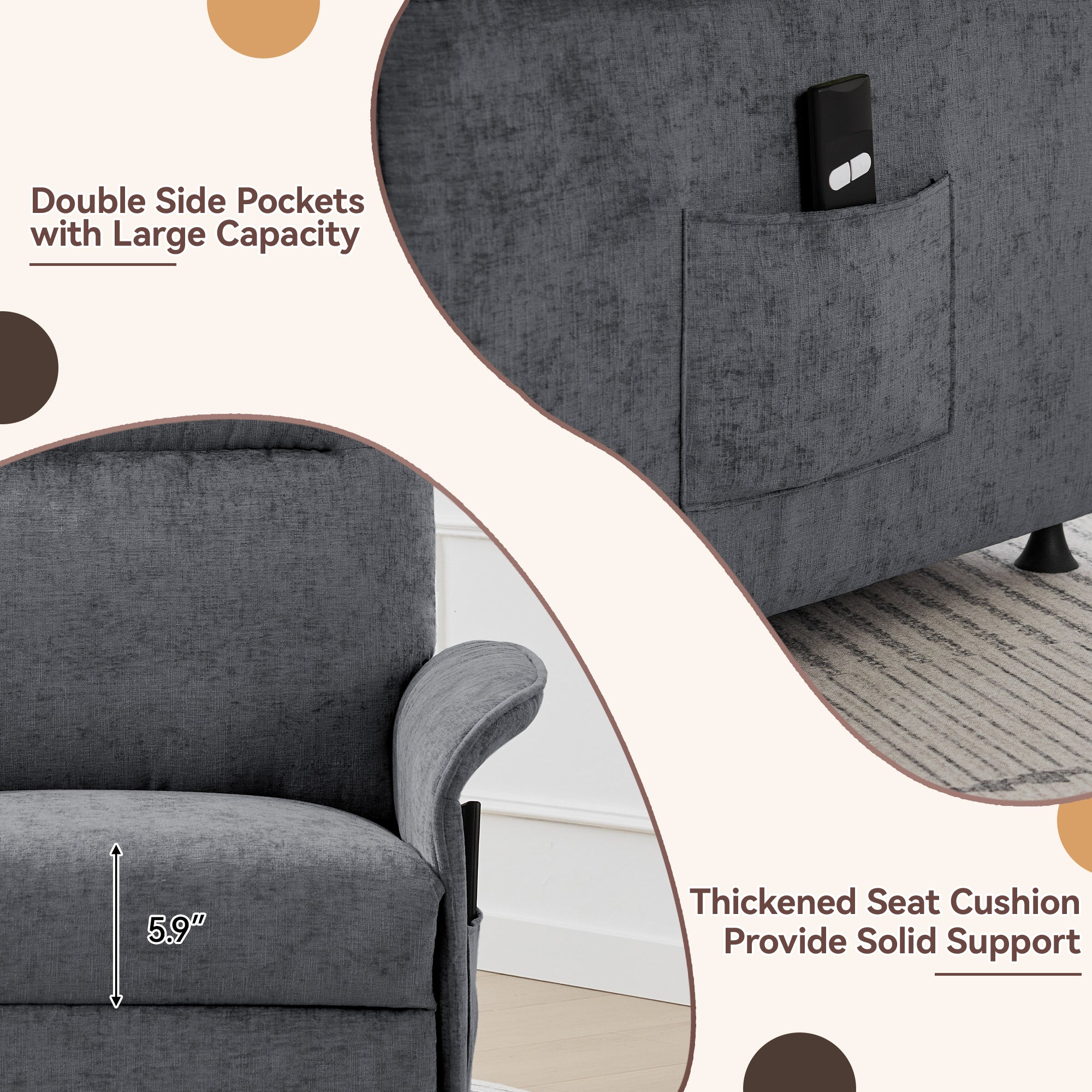 Multifunctional Accent Chair-Gray