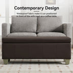 Faux Leather Storage Ottoman Bench, Rectangle Upholstered Storage Bench with Wooden Legs, Stitch Tufted Bench with Storage for Bedroom, Living Room, Entryway