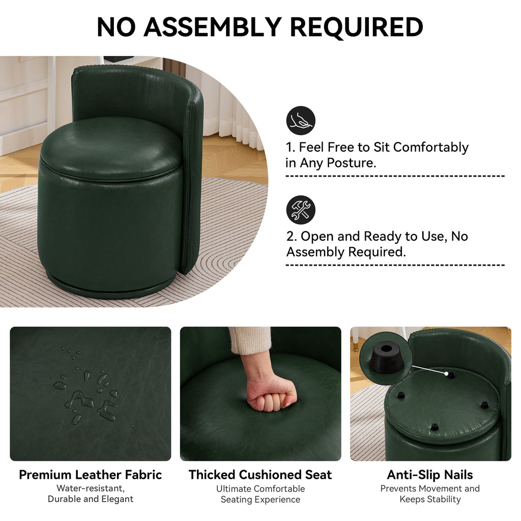Velvet Swivel Accent Chair with Storage, 360° Vanity Makeup Chair with Wave Back, No Assembly Comfy Single Sofa Chair, Small Accent Stool for Bedroom, Dressing, Living Room