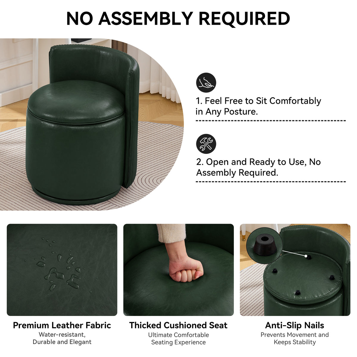 Velvet Swivel Accent Chair with Storage, 360° Vanity Makeup Chair with Wave Back, No Assembly Comfy Single Sofa Chair, Small Accent Stool for Bedroom, Dressing, Living Room