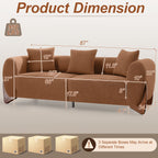 87" Boucle Couch with Solid Wood Legs,Camel