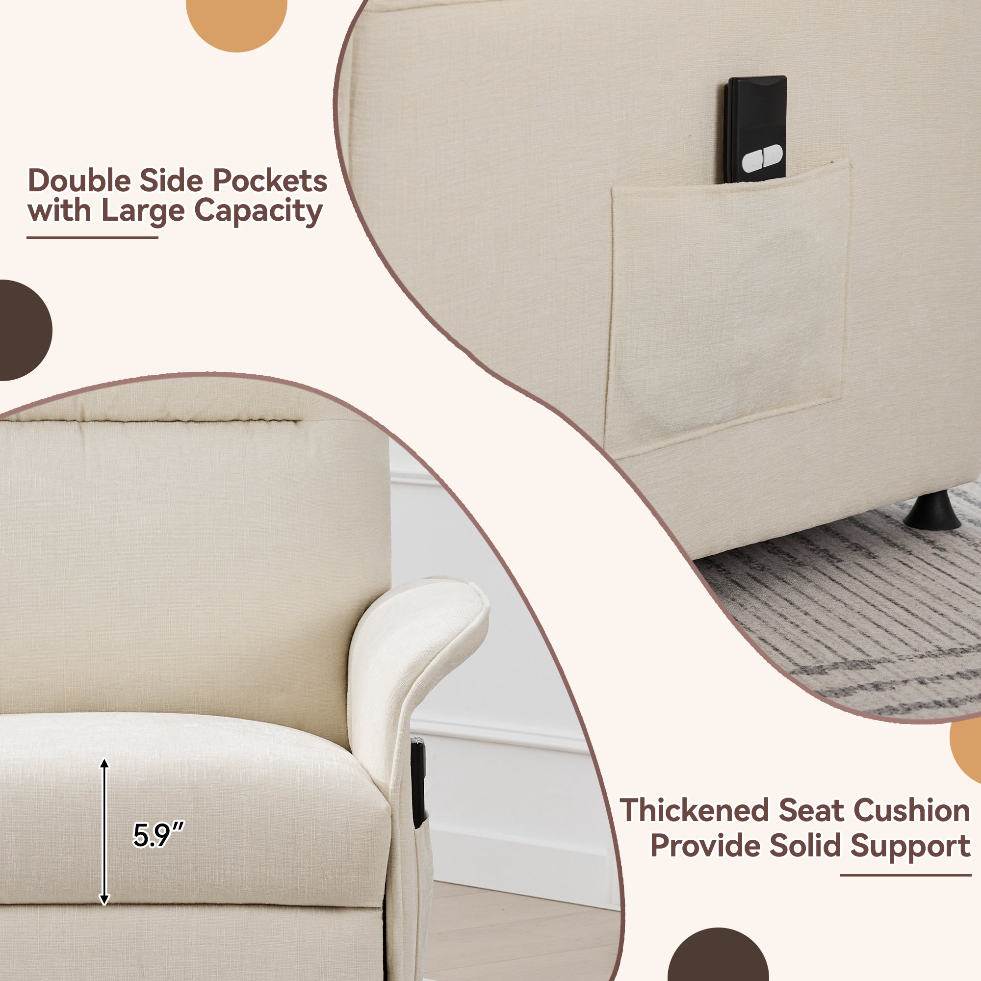 Multifunctional Accent Chair-Beige