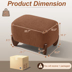 87" Sherpa Boucle Cloud Couch with Ottoman，Bright Brown