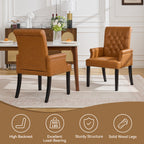 PU Leather Dining Chair with Arms, Light Brown