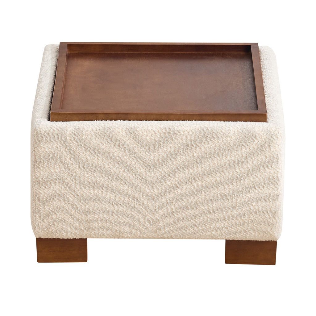24" Square Storage Ottoman，Beige