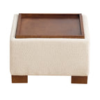 24" Square Storage Ottoman，Beige
