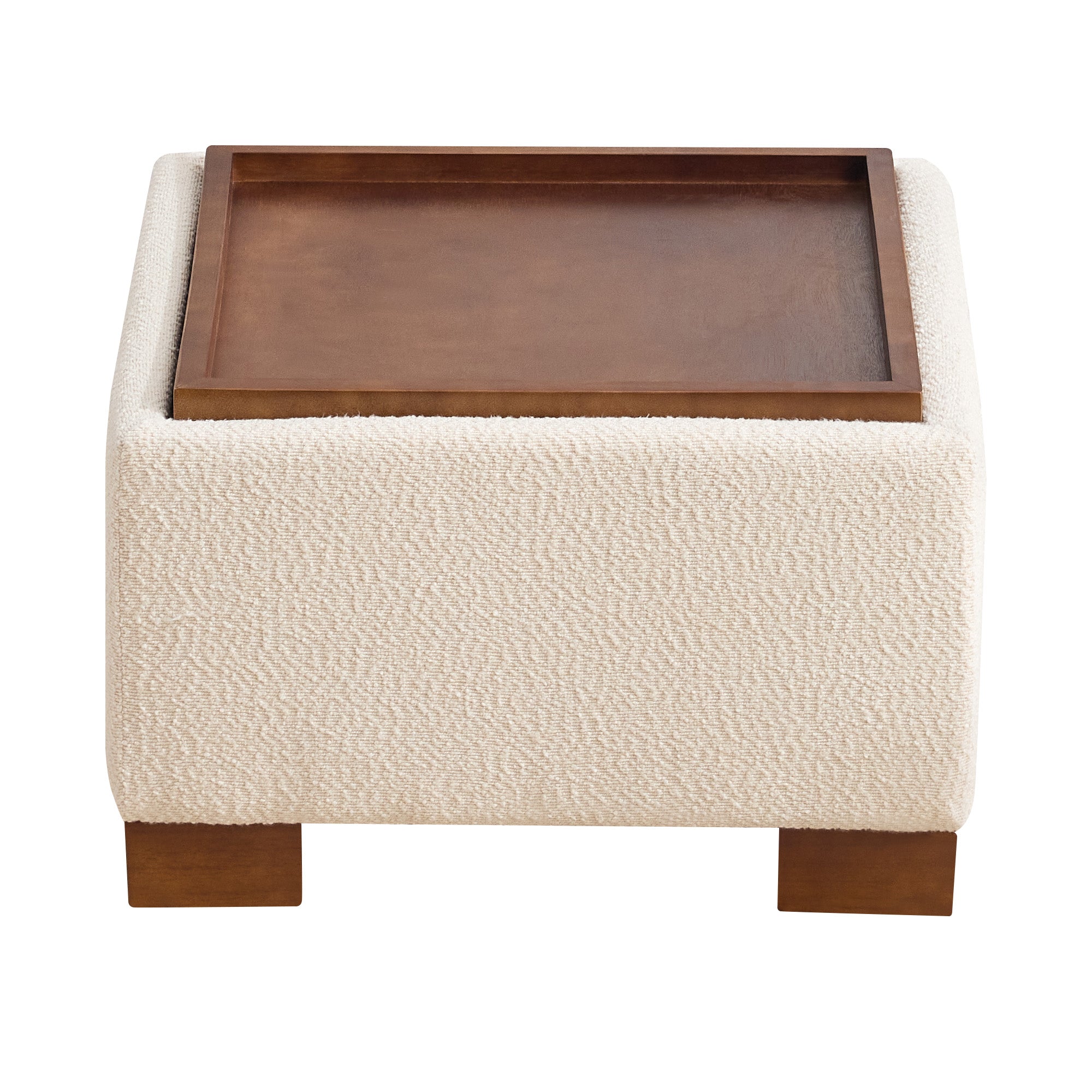 24" Square Storage Ottoman，Beige
