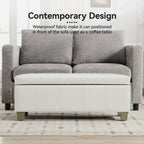Faux Leather Storage Ottoman Bench, Rectangle Upholstered Storage Bench with Wooden Legs, Stitch Tufted Bench with Storage for Bedroom, Living Room, Entryway