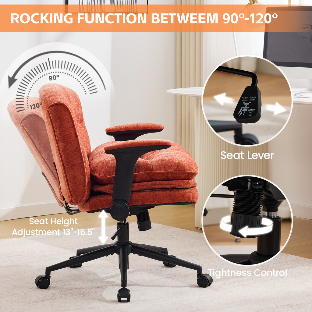 Criss Cross Chair with Flip-up Arms, Orange