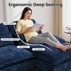 U Shaped Cloud Modular Sofa with Chaise Lounges，Navy