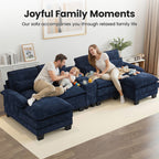 U Shaped Cloud Modular Sofa with Chaise Lounges，Navy