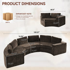 Curved Compression Sectional Couch，6 Seater，Brown