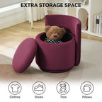 Velvet Swivel Accent Chair with Storage, 360° Vanity Makeup Chair with Wave Back, No Assembly Comfy Single Sofa Chair, Small Accent Stool for Bedroom, Dressing, Living Room