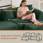 87" Sherpa Boucle Cloud Couch with Ottoman，Green