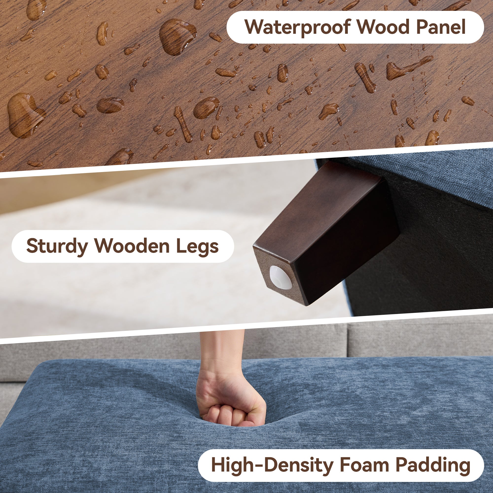 45 Inch Large Storage Ottoman Bench，Blue