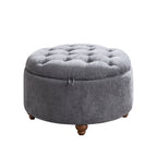 Round Storage Ottoman，Blue