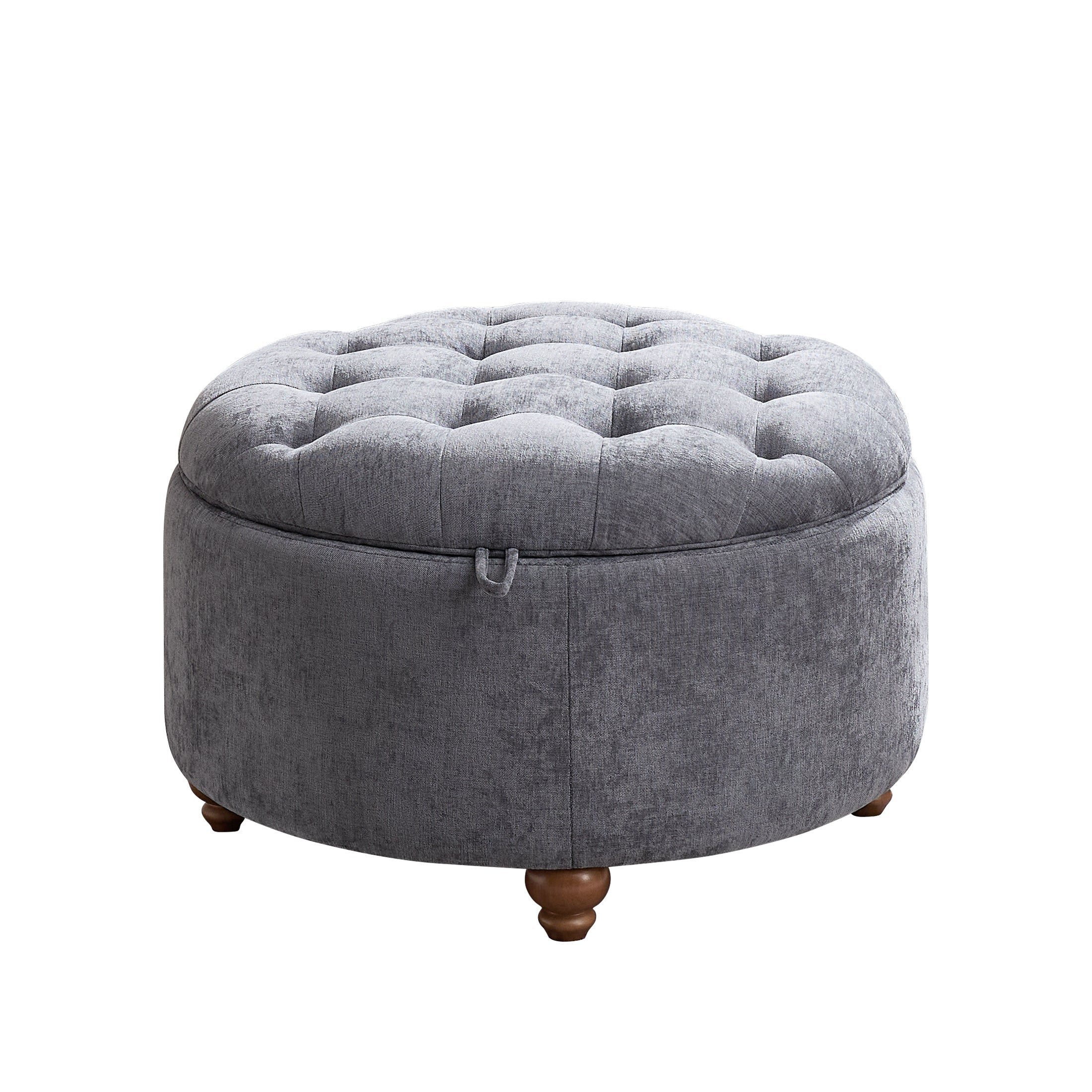 Round Storage Ottoman，Blue
