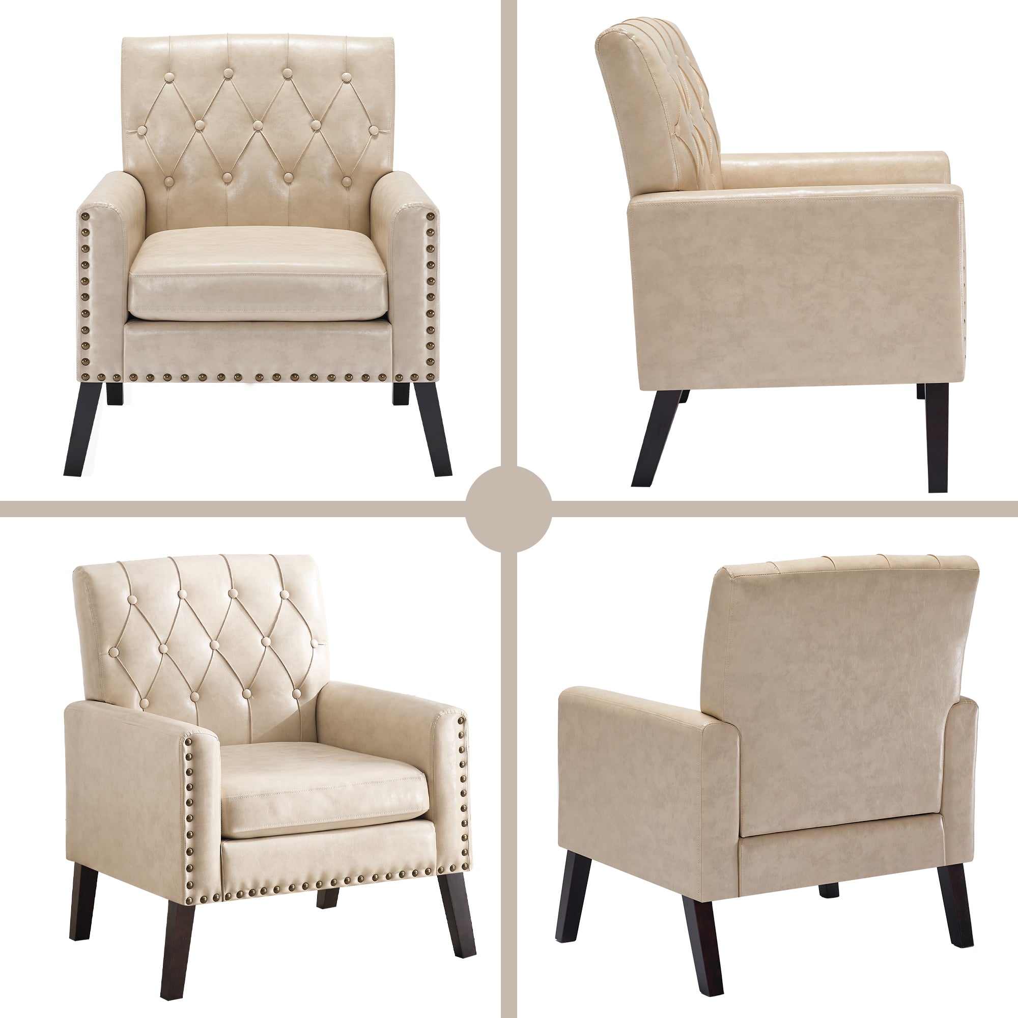 Mid Century Modern Accent Chair, White