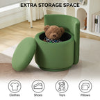 Velvet Swivel Accent Chair with Storage, 360° Vanity Makeup Chair with Wave Back, No Assembly Comfy Single Sofa Chair, Small Accent Stool for Bedroom, Dressing, Living Room