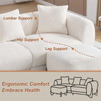 87" Sherpa Boucle Cloud Couch with Ottoman，Beige