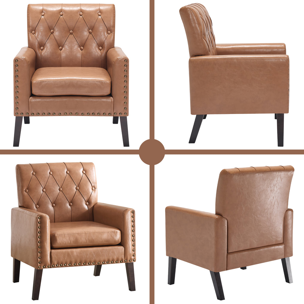 Mid Century Modern Accent Chair, Light Brown