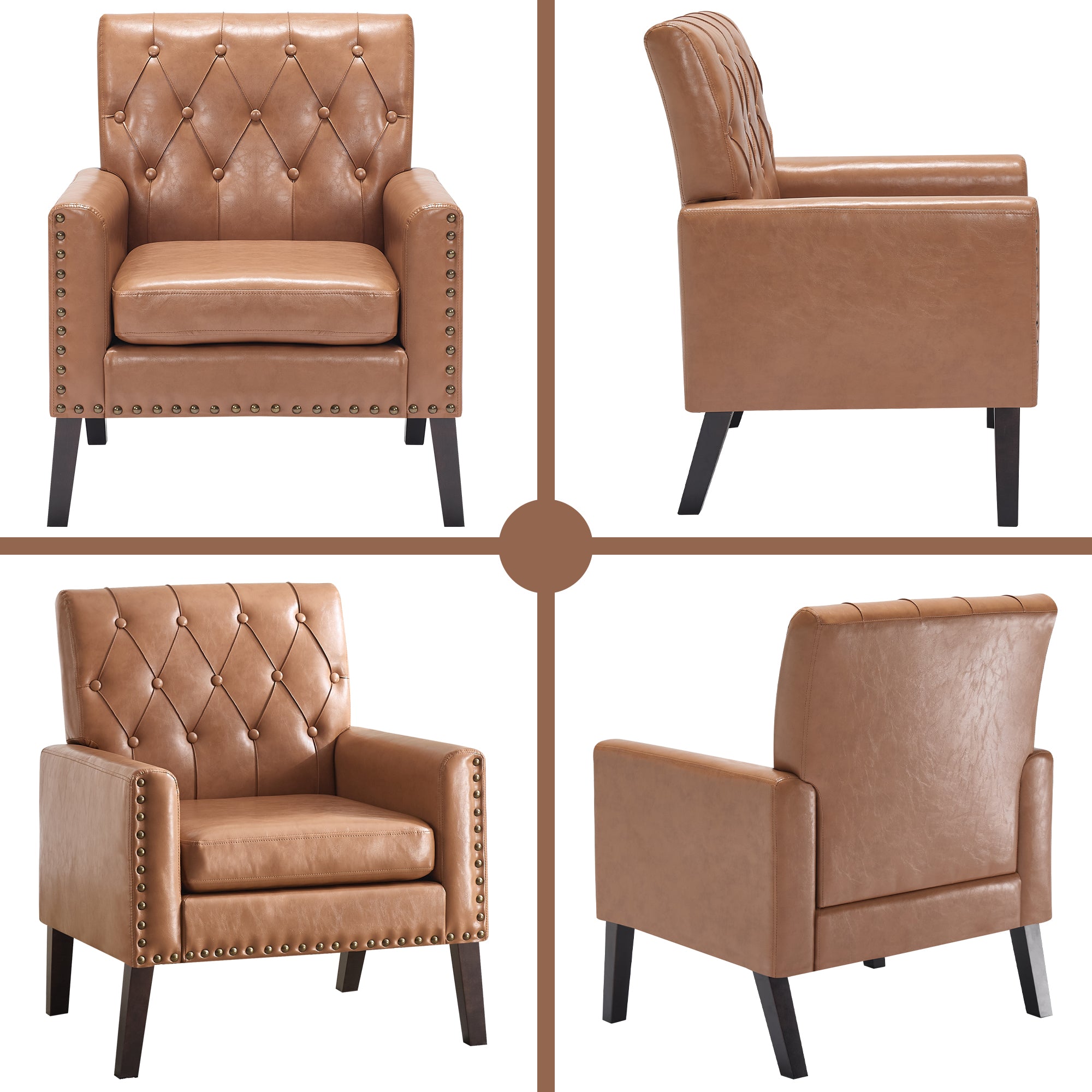 Mid Century Modern Accent Chair, Light Brown