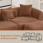 28.7" Sherpa Boucle Ottoman，Bright Brown