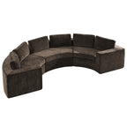 Curved Compression Sectional Couch，6 Seater，Brown