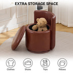 Vanity Chair with Storage，Leather, Red