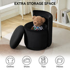 Vanity Chair with Storage，Velvet, Black