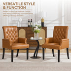PU Leather Dining Chair with Arms, Light Brown