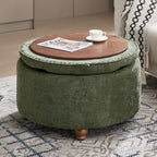 Round Storage Ottoman，Green