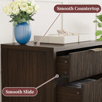 Fluted Nightstand with 3 Drawers, Mid-Century Modern Bedside Table, 23.7'' Wide Wood End Table for Bedroom, Walnut Finish