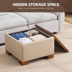 24" Square Storage Ottoman，Khaki