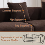 87" Boucle Couch with Solid Wood Legs,Brown