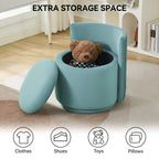 Velvet Swivel Accent Chair with Storage, 360° Vanity Makeup Chair with Wave Back, No Assembly Comfy Single Sofa Chair, Small Accent Stool for Bedroom, Dressing, Living Room