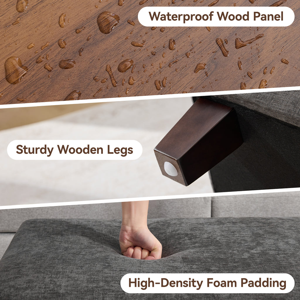 45 Inch Large Storage Ottoman Bench，Dark Gray