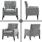Mid Century Modern Accent Chairs, Grey Chenille Office Chair for Reception - Tufted Upholstered Club Chair for Living Room, Bedroom, or Waiting Room
