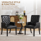 PU Leather Dining Chair with Arms, Black