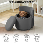 Velvet Swivel Accent Chair with Storage, 360° Vanity Makeup Chair with Wave Back, No Assembly Comfy Single Sofa Chair, Small Accent Stool for Bedroom, Dressing, Living Room