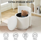 Vanity Chair with Storage，Velvet, White