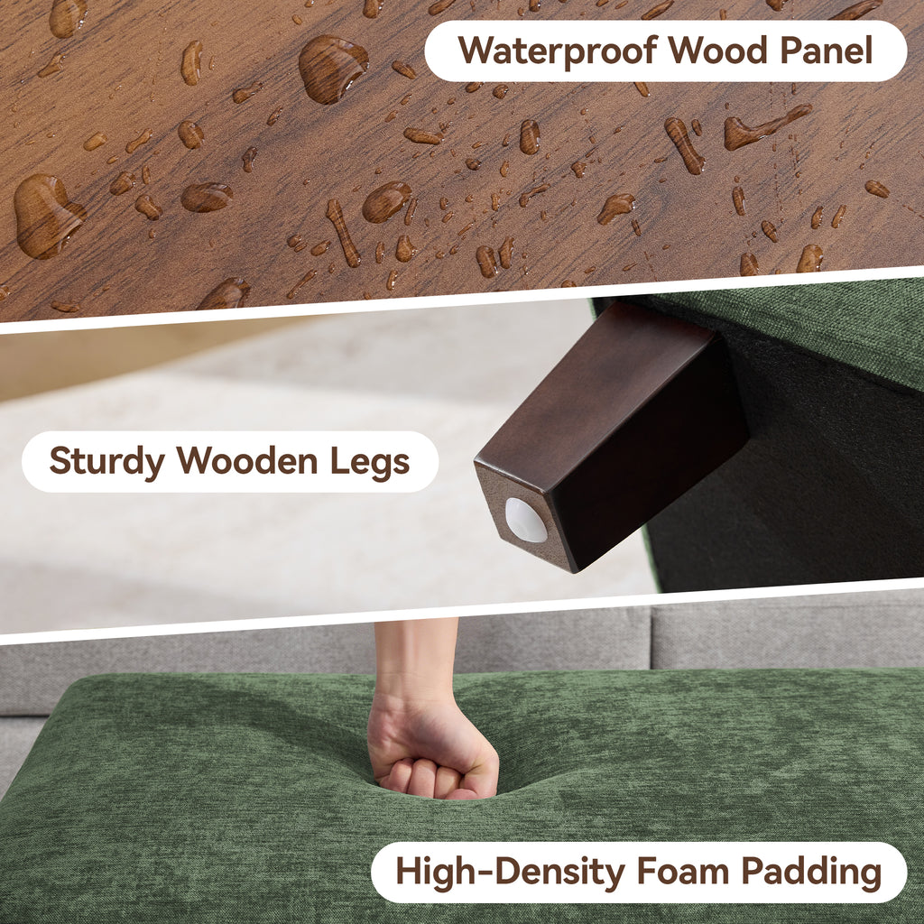 45 Inch Large Storage Ottoman Bench，Green