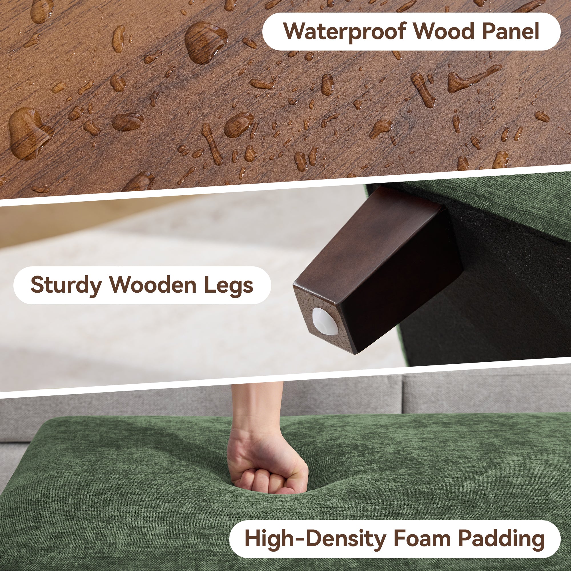 45 Inch Large Storage Ottoman Bench，Green