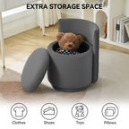 Vanity Chair with Storage，Velvet, Gray