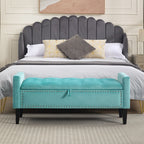 47" Velvet Storage Bench，Teal