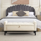 47" Velvet Storage Bench，Beige