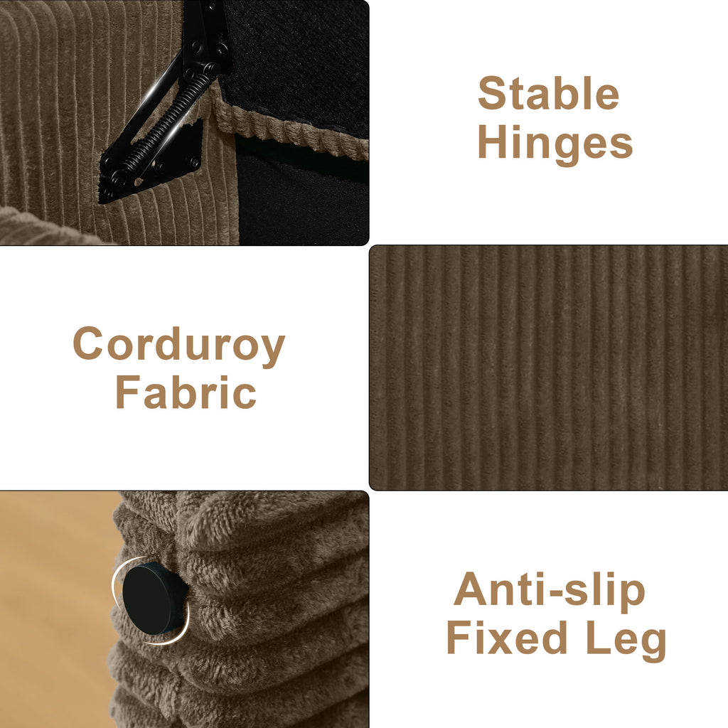 44'' Corduroy Storage Ottoman Bench, Brown