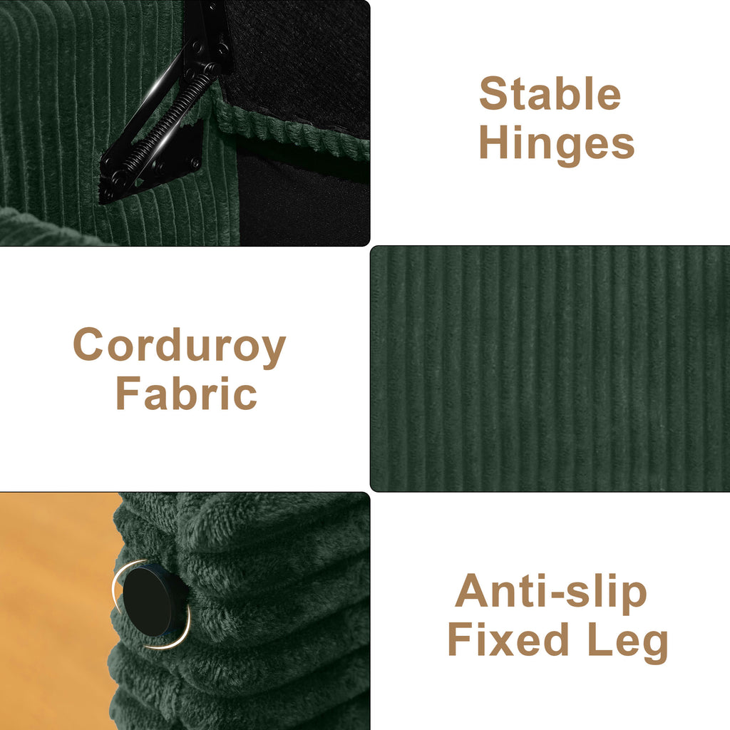 44'' Corduroy Storage Ottoman Bench, Green